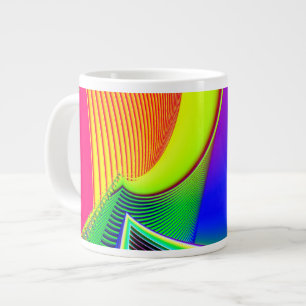 Caneca De Café Grande Fractal de onda fluorescente e gigante