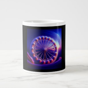Caneca De Café Grande Fractal do Dente-de-Leão Azul