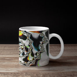 Caneca De Café Grande Fractal Espiral Colorida Moderna Psicodélica