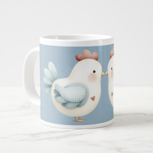 Caneca De Café Grande Frango Pastel Cottagecore