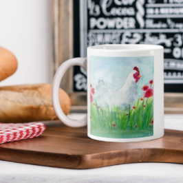 Caneca De Café Grande Frango Rustic Watercolor
