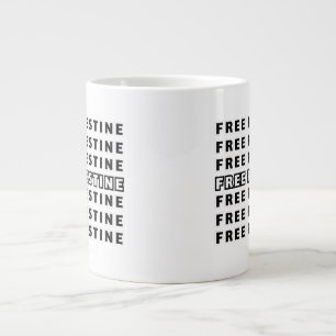 Caneca De Café Grande FREE PALESTINE Repetir Design de tipografia de tex