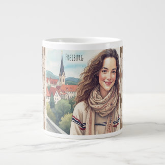 Caneca De Café Grande Freiburg, Alemanha, Belo viajante em Freiburg