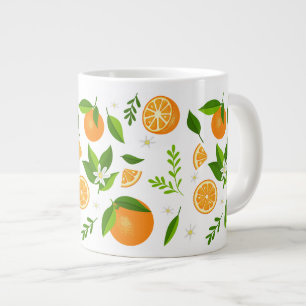 Caneca De Café Grande Fresh oranges with flowers and leaves