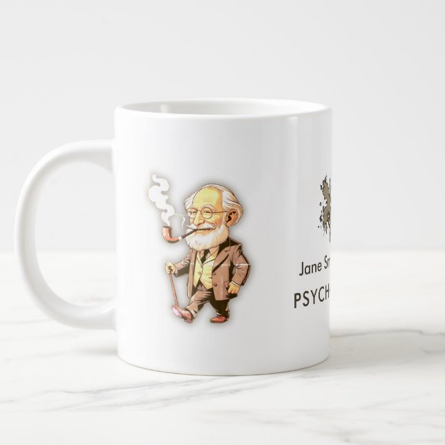 Caneca De Café Grande Freud Caricature for Psychologists & Mental Health (Esquerda)