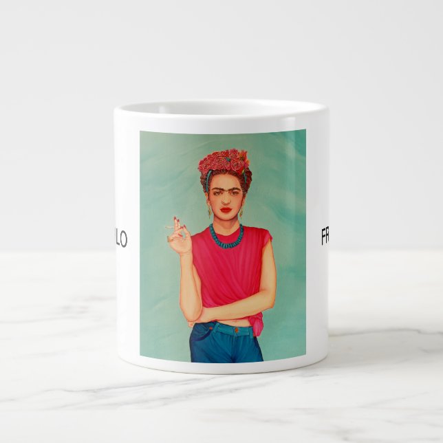 Caneca De Café Grande Frida Kahlo Oil Painting (Frente)