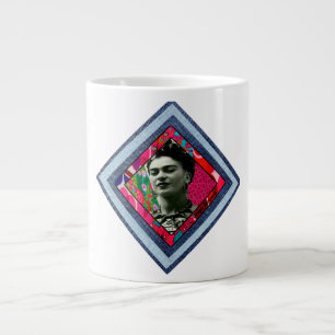 Caneca De Café Grande Frida Kahlo Retro Denim Diamond