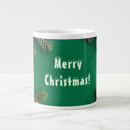 Caneca De Café Grande Fronteira Festiva de Sempre-Verde Com Pinhas