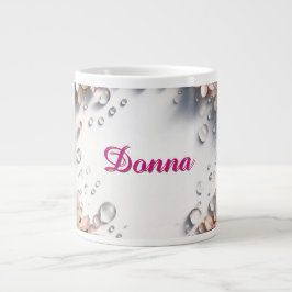Caneca De Café Grande Fronteira Floral Com Nome Personalizado
