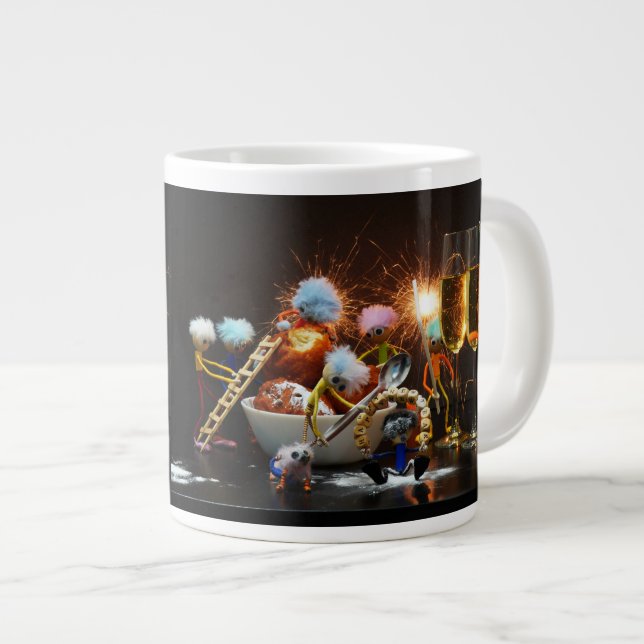 Caneca De Café Grande Fubby's met Jaarwisseling bij feestdagen. (Frente Esquerda)