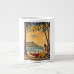 Caneca De Café Grande Fuga do Paraíso Vintage Havaiano Garota Hula Aloha