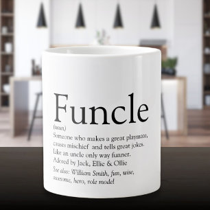 Caneca De Café Grande Funcle Legal Divertido Tio Moderno Preto e Branco