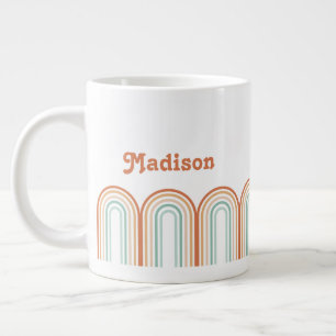 Caneca De Café Grande Fundo Boho Bohemian Pastel Rainbow Mauve