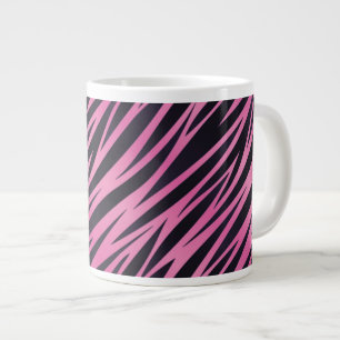 Caneca De Café Grande Fundo da faixa zebra rosa