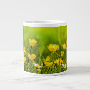 Caneca De Café Grande Fundo das Flores de Mola