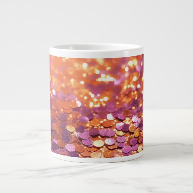 Caneca De Café Grande Fundo de Brilho Laranja Roxo-77996 (Frente)