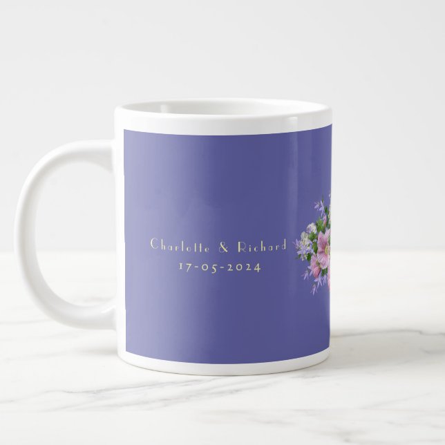 Caneca De Café Grande Fundo de Buquê de Casal Presente de Casamento (Esquerda)