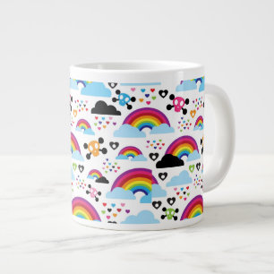 Caneca De Café Grande Fundo do crânio emo arco-íris