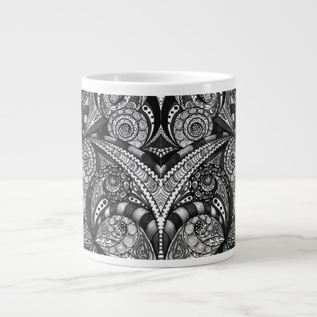 Caneca De Café Grande Fundo Mug Floral abstrato (Frente)