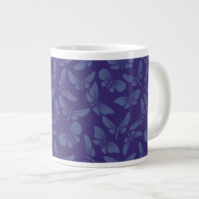 Caneca De Café Grande fundo noturno das borboletas (Frente Esquerda)
