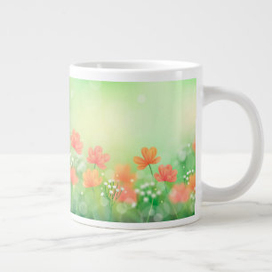 Caneca De Café Grande Fundo Realista Borroso de Primavera-52374