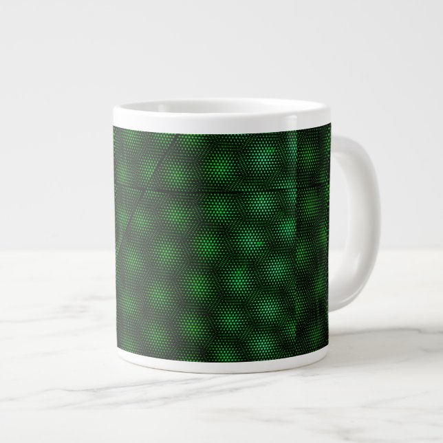 Caneca De Café Grande Fundo Verde Abstrato (Frente Esquerda)