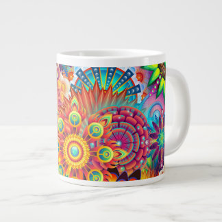 Caneca De Café Grande Funky Retro Pattern Abstrato Bohemian