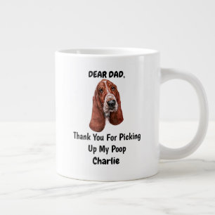 Caneca De Café Grande Funny Basset hound Pai Watercolor Canine Art