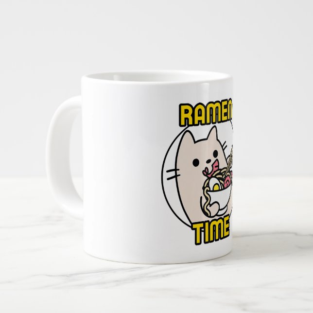 Caneca De Café Grande Funny Cat Ramen Amante de os animais Pet Owner (Frente Esquerda)