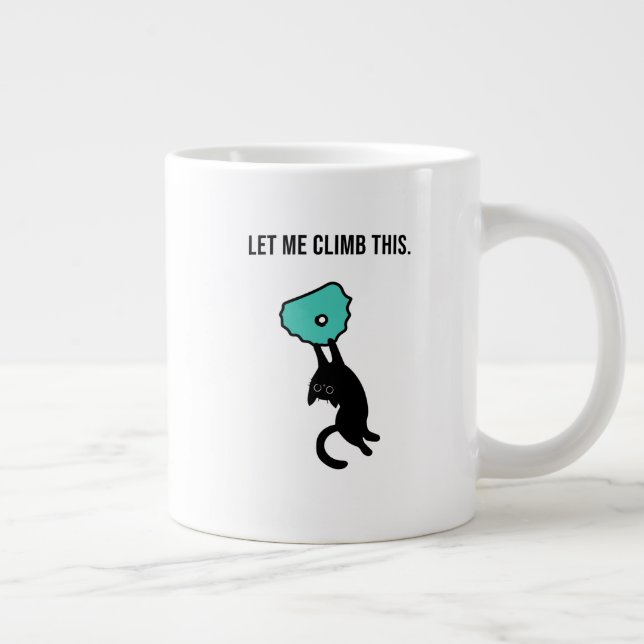 Caneca De Café Grande Funny Climbing Cat Catches Climbing Hold (Direita)