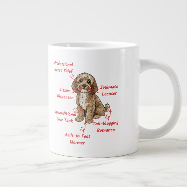 Caneca De Café Grande Funny Cockapoo Anatomy - Unique Valentine Gift (Direita)