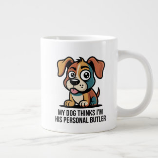 Caneca De Café Grande Funny Dog Butler Cartoon Quote