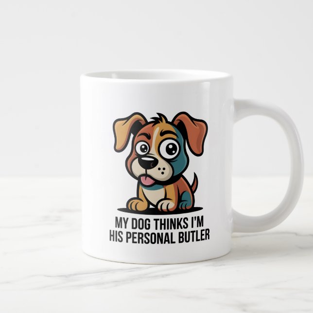 Caneca De Café Grande Funny Dog Butler Cartoon Quote (Direita)