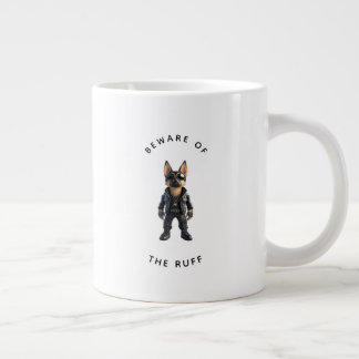 Caneca De Café Grande Funny German Shepherd "Beware of the Ruff"