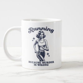 Caneca De Café Grande Funny Running Because Murder Is Wrong Retro 20oz