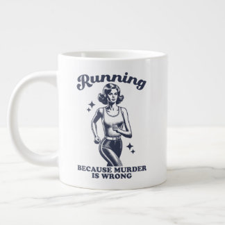 Caneca De Café Grande Funny Running Because Murder Is Wrong Retro 20oz
