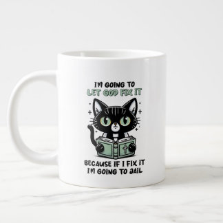 Caneca De Café Grande Funny sarcasm cat word art 