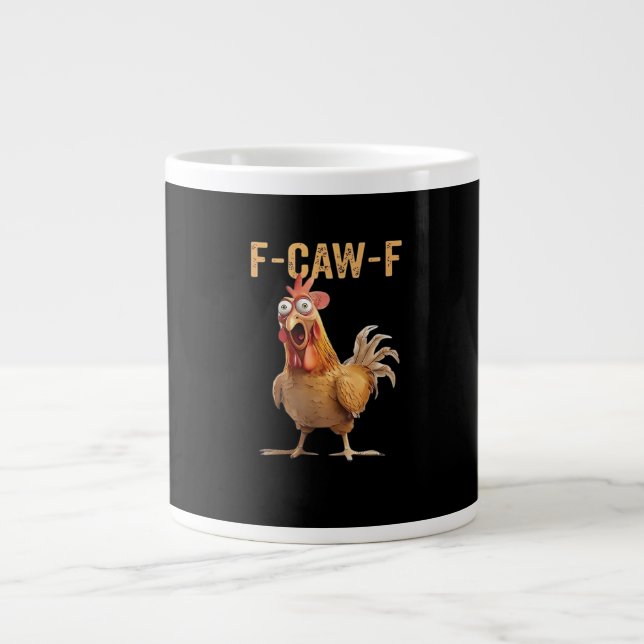 Caneca De Café Grande Funny Screaming Chicken F-Caw-F Joke Design Classi (Frente)