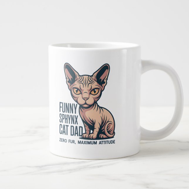 Caneca De Café Grande Funny Sphynx Cat Dad Illustration (Direita)