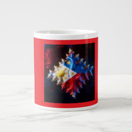 Caneca De Café Grande Fusão Da Bandeira Filipina E Do Mandelbrot Fractal