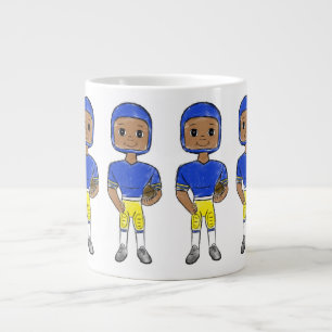 Caneca De Café Grande futebolista retrô vintage azul amarelo simples