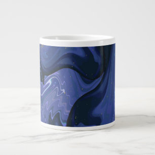 Caneca De Café Grande Galaxy Swirl Blue Glitter Abstrato Padrão cósmico