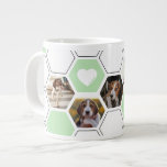Caneca De Café Grande Galinha Geométrica do Cão Verde Foto do Cão Verde<br><div class="desc">Apresentando o Cachorro Verde Cachorro Verde Gelado Geométrico - uma maneira perfeita de mostrar seu amor de estimação! Esta caneca gigante é verde e branca com detalhes geométricos na moda das pegadas e corações, fazer a escolha ideal para donos de cães que apreciam o valor estético. Mas isso não é...</div>