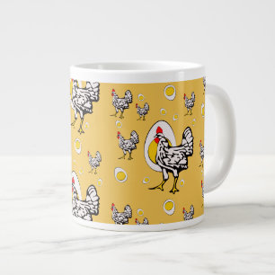 Caneca De Café Grande Galinhas Retro