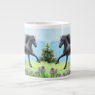 Caneca De Café Grande Gallope Cavalo Frísia Negro