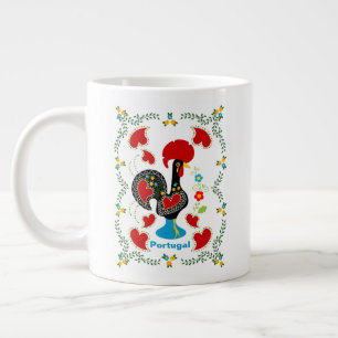 Caneca De Café Grande Galo Tradicional de Portugal em preto