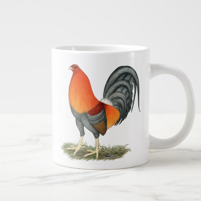 Caneca De Café Grande Galo Vermelho Azul Gamecock (Direita)