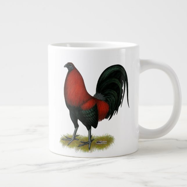 Caneca De Café Grande Galo Vermelho Preto BB Jogo Americano (Direita)