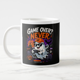 Caneca De Café Grande Game Over Nunca Divertido Fantasma de Halloween do