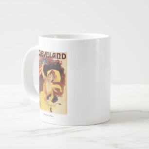 Caneca De Café Grande Garota americana Cleveland Bicicleta de Amarelo